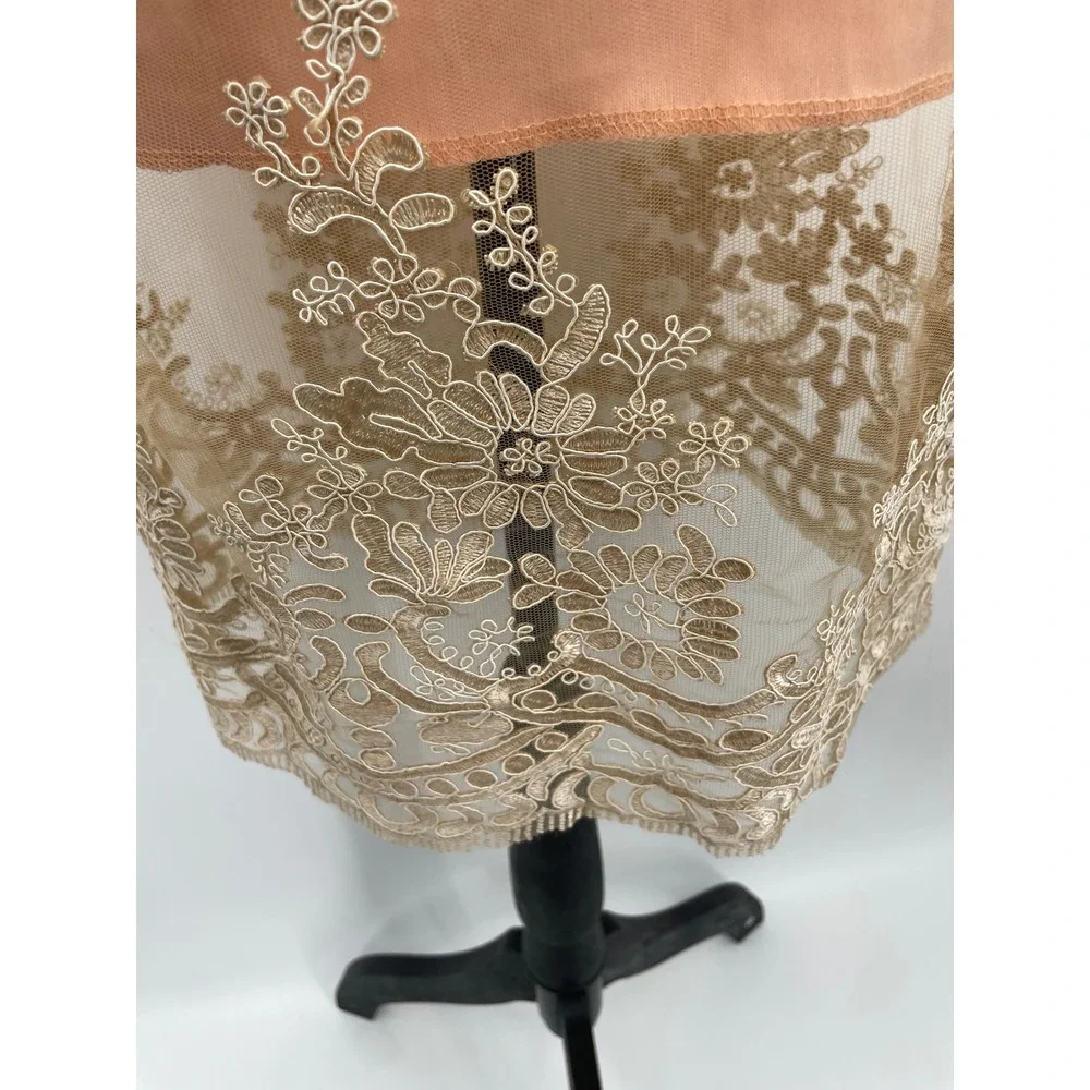CBR Lace Dress Womens S Pink Lace Overlay Sheer Hem Embroidered Wedding Guest